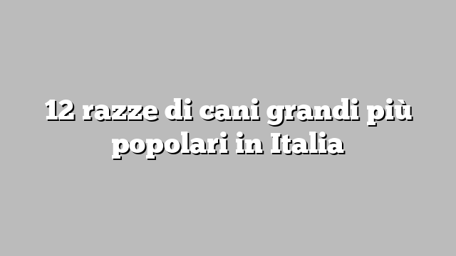 12 razze di cani grandi più popolari in Italia